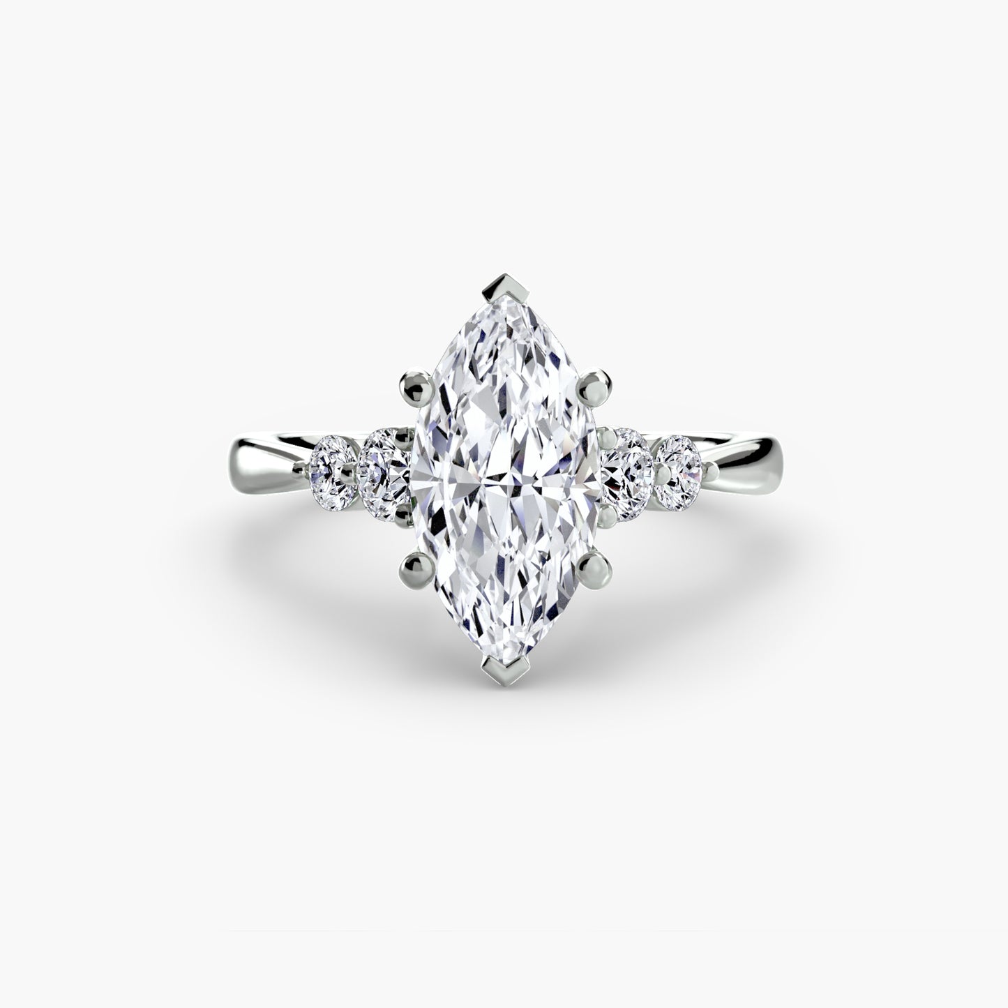2.0mm | Cathedral Engagement Ring with Round Side Accent Stones