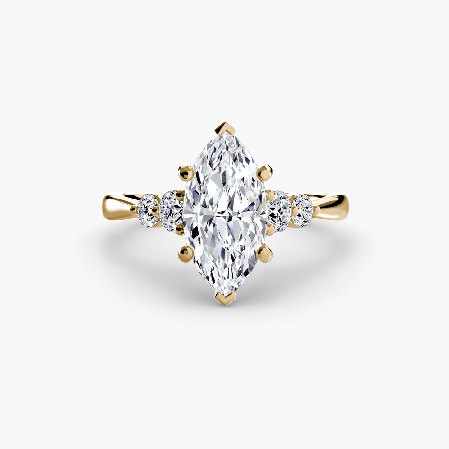 2.0mm | Cathedral Engagement Ring with Round Side Accent Stones