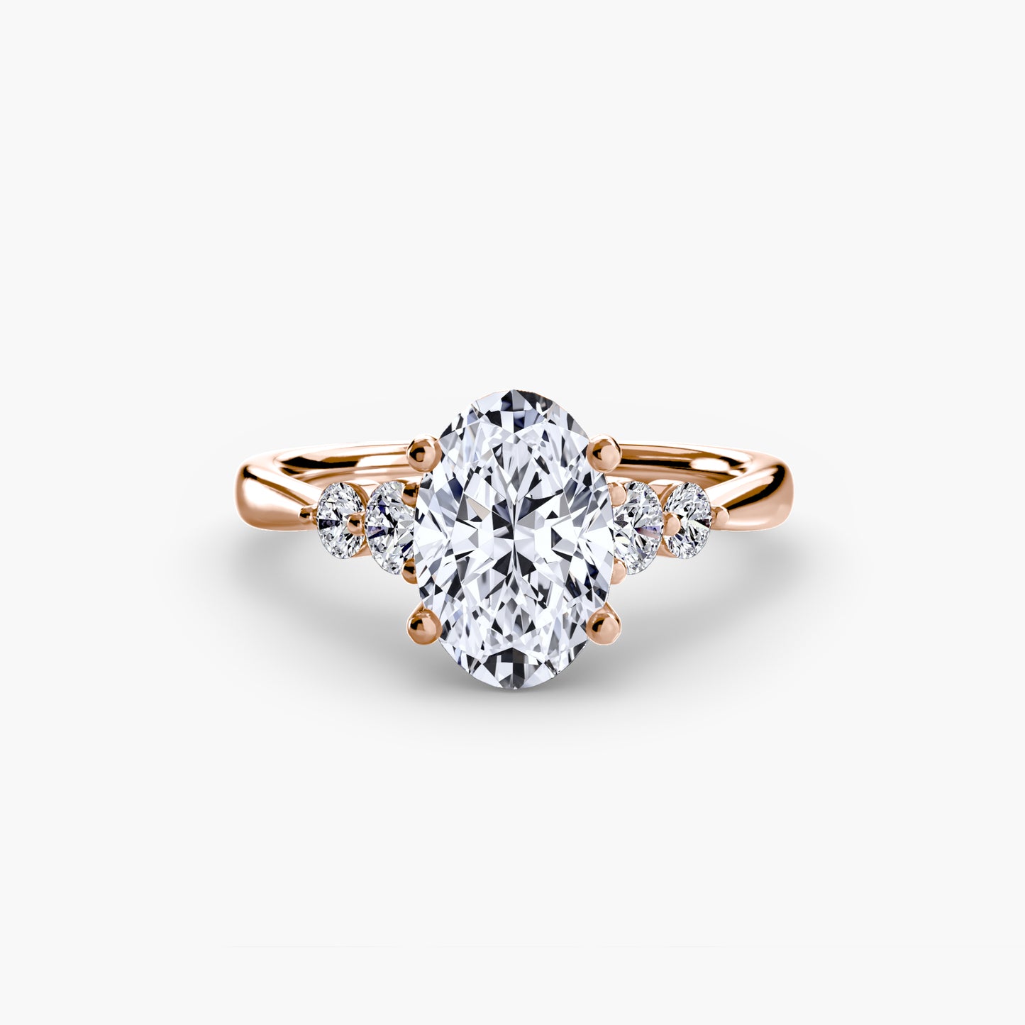 2.0mm | Cathedral Engagement Ring with Round Side Accent Stones