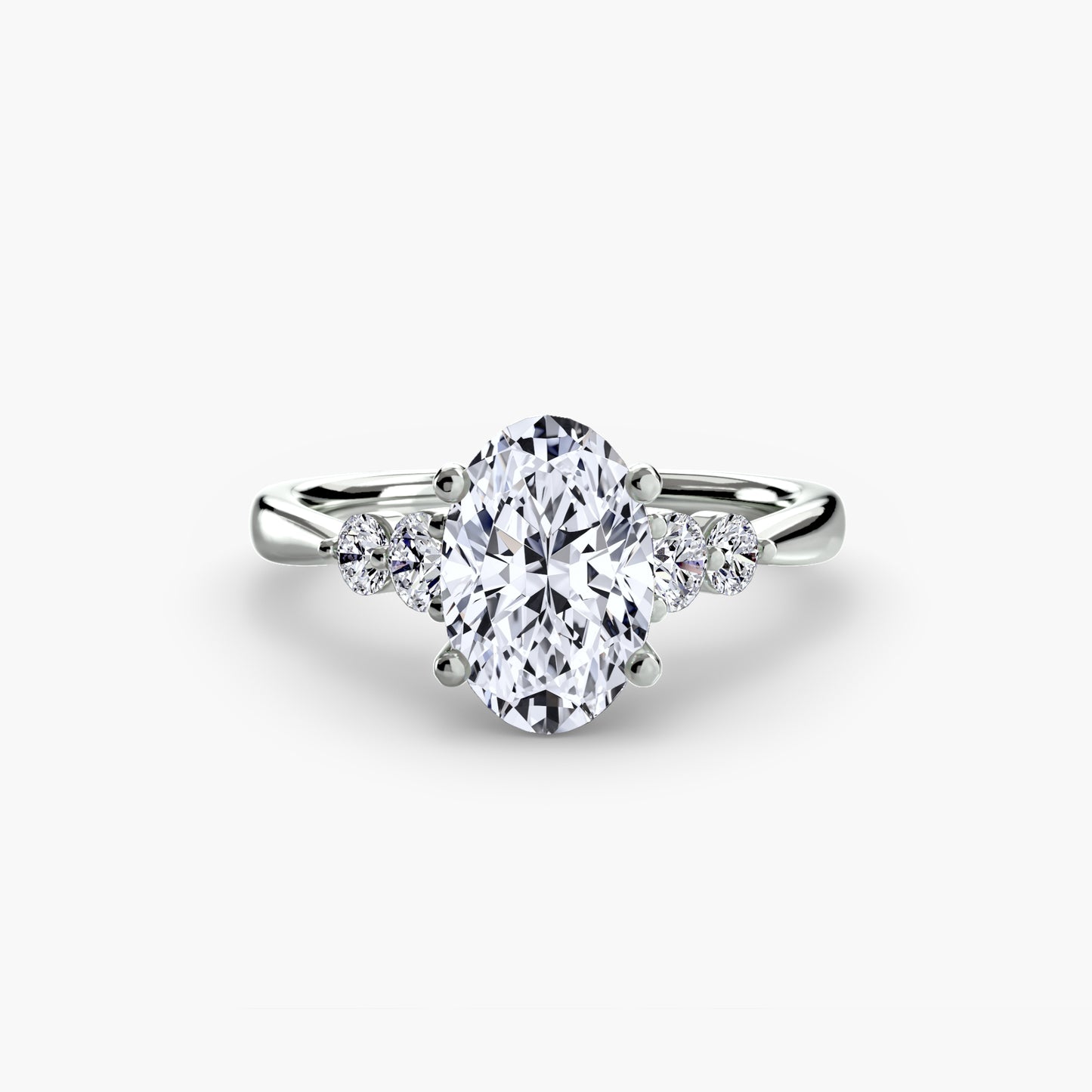 2.0mm | Cathedral Engagement Ring with Round Side Accent Stones