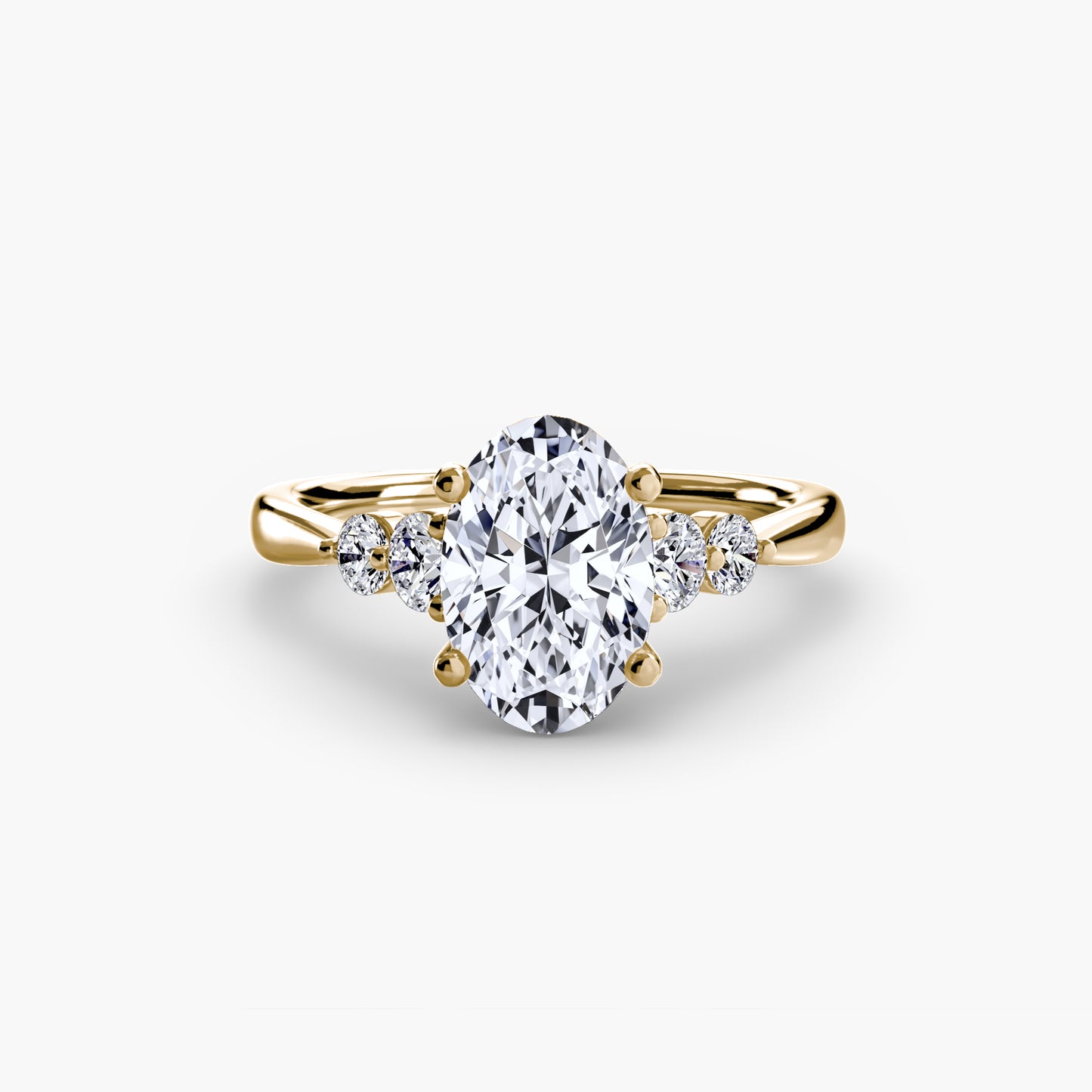 2.0mm | Cathedral Engagement Ring with Round Side Accent Stones