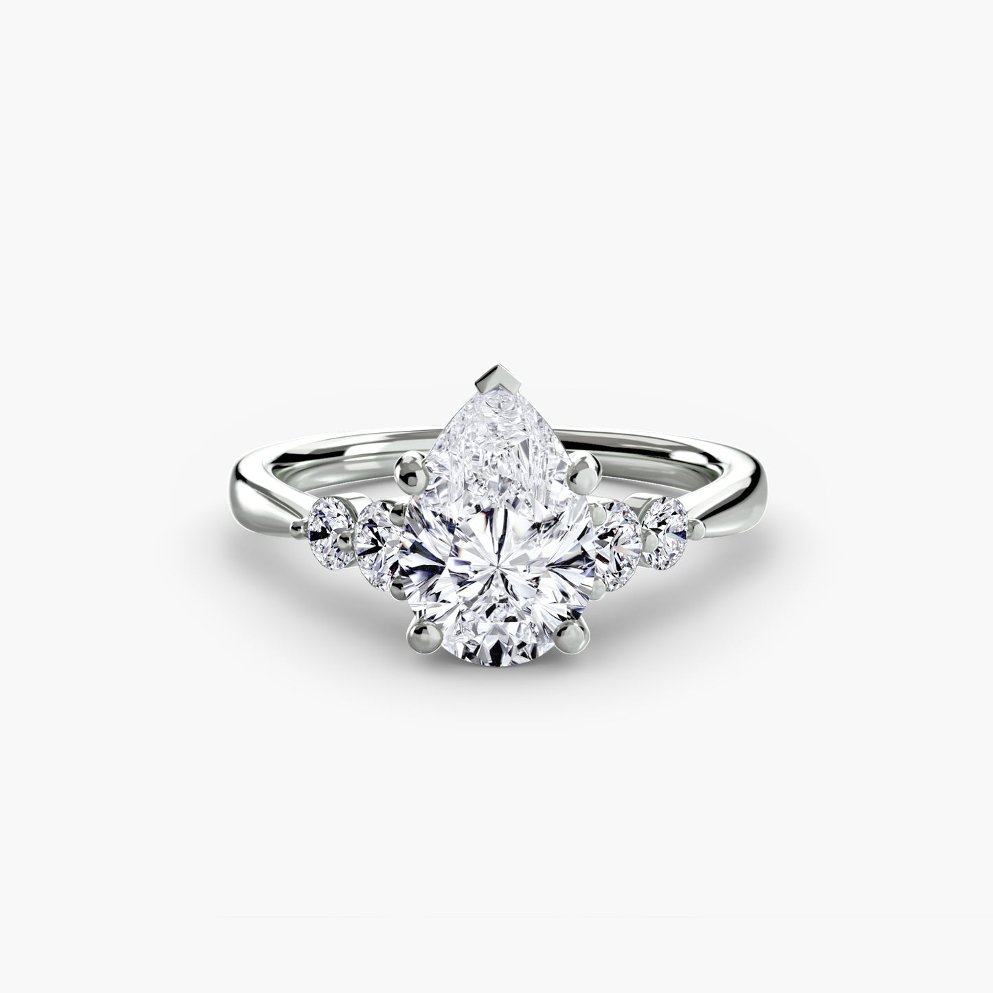 2.0mm | Cathedral Engagement Ring with Round Side Accent Stones