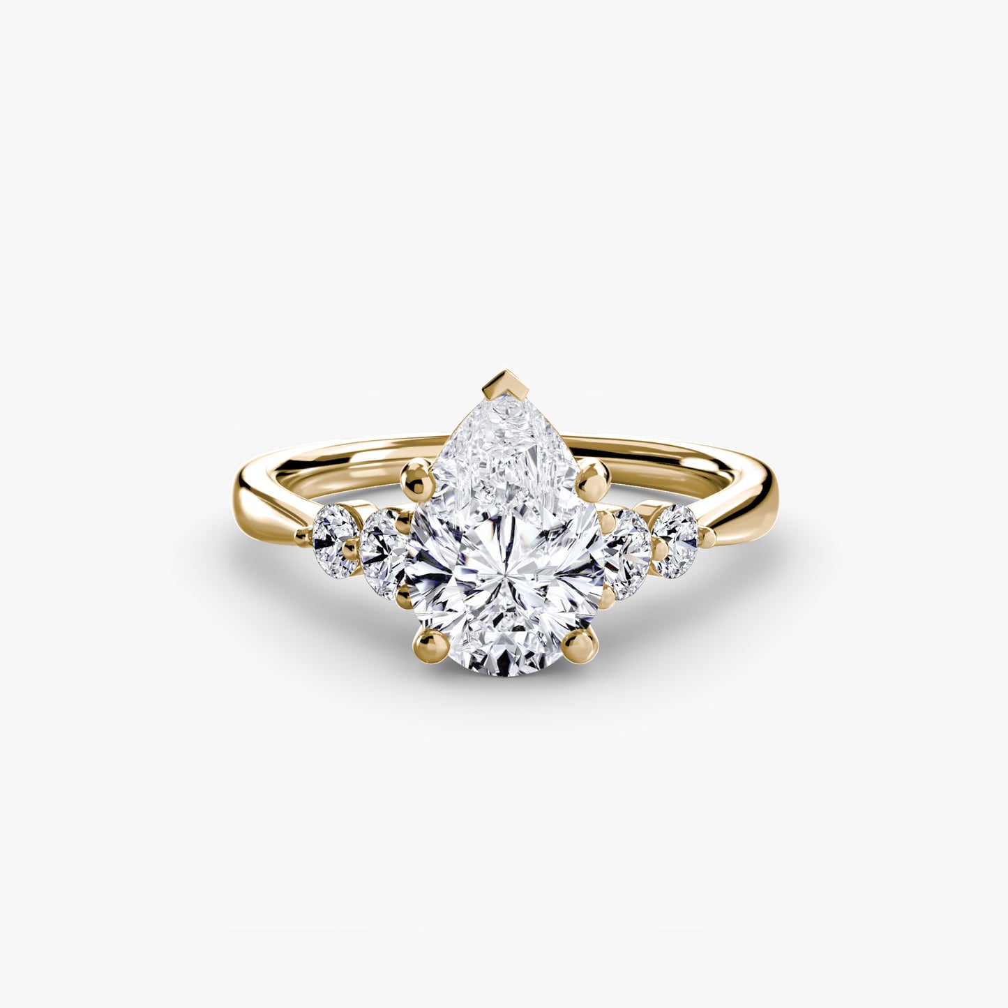 2.0mm | Cathedral Engagement Ring with Round Side Accent Stones