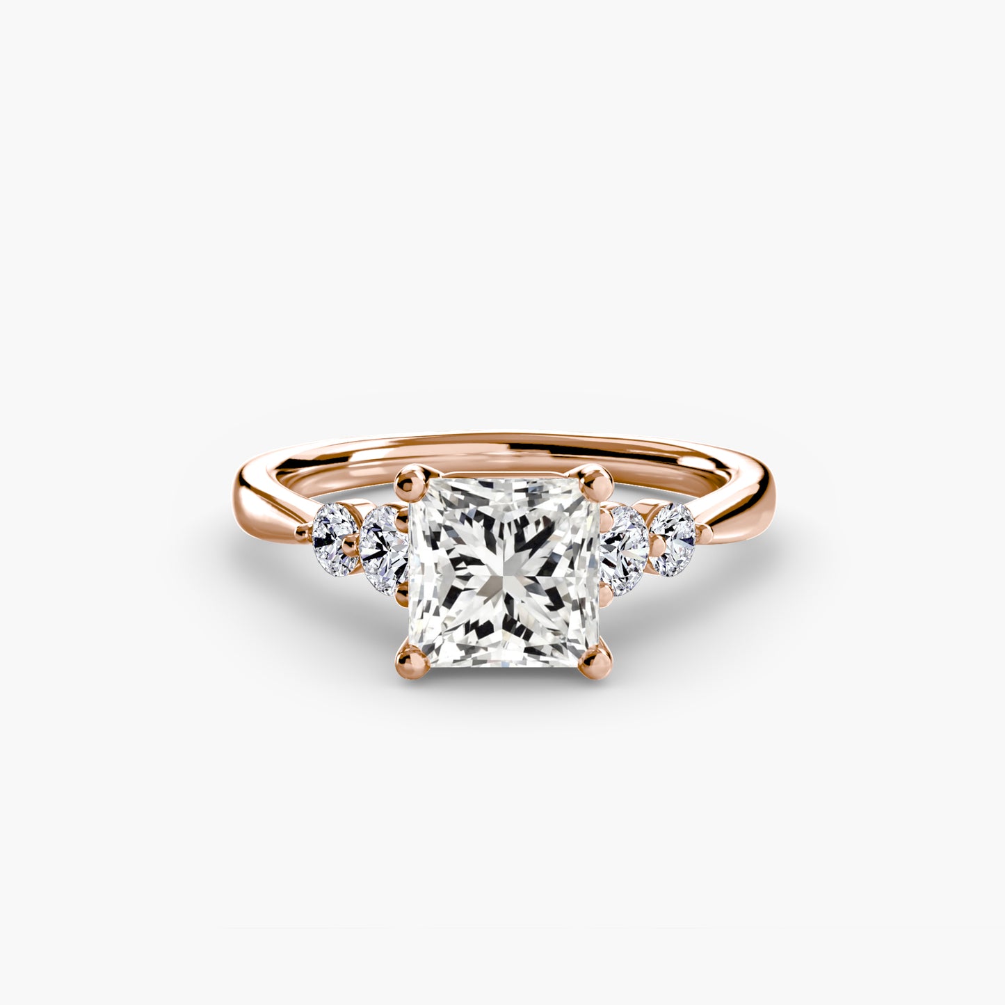 2.0mm | Cathedral Engagement Ring with Round Side Accent Stones