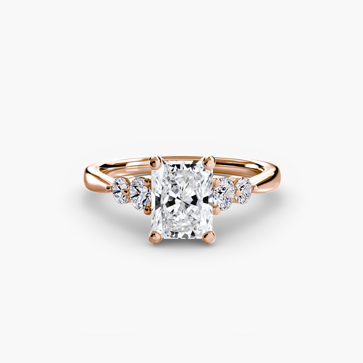 2.0mm | Cathedral Engagement Ring with Round Side Accent Stones