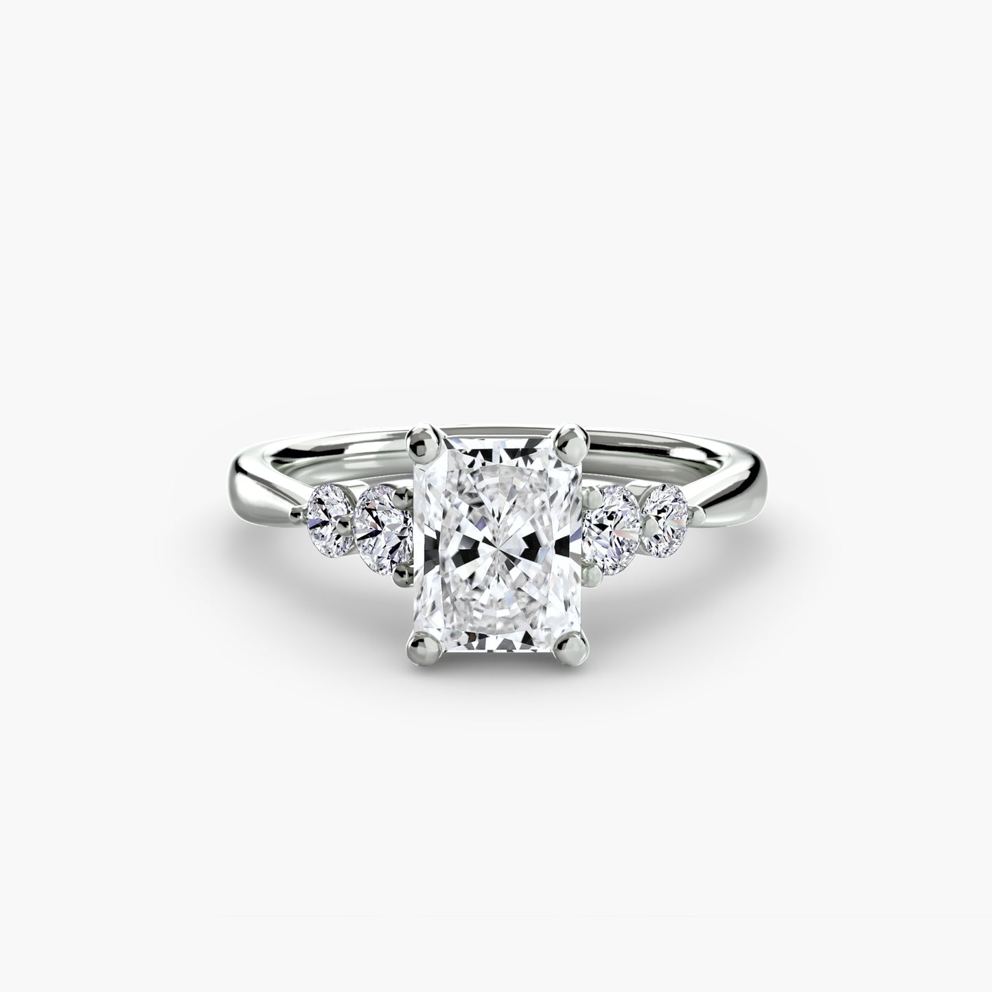 2.0mm | Cathedral Engagement Ring with Round Side Accent Stones