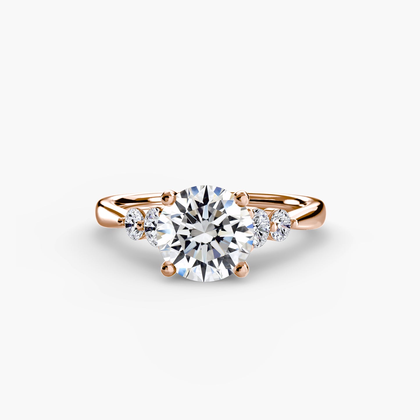 2.0mm | Cathedral Engagement Ring with Round Side Accent Stones