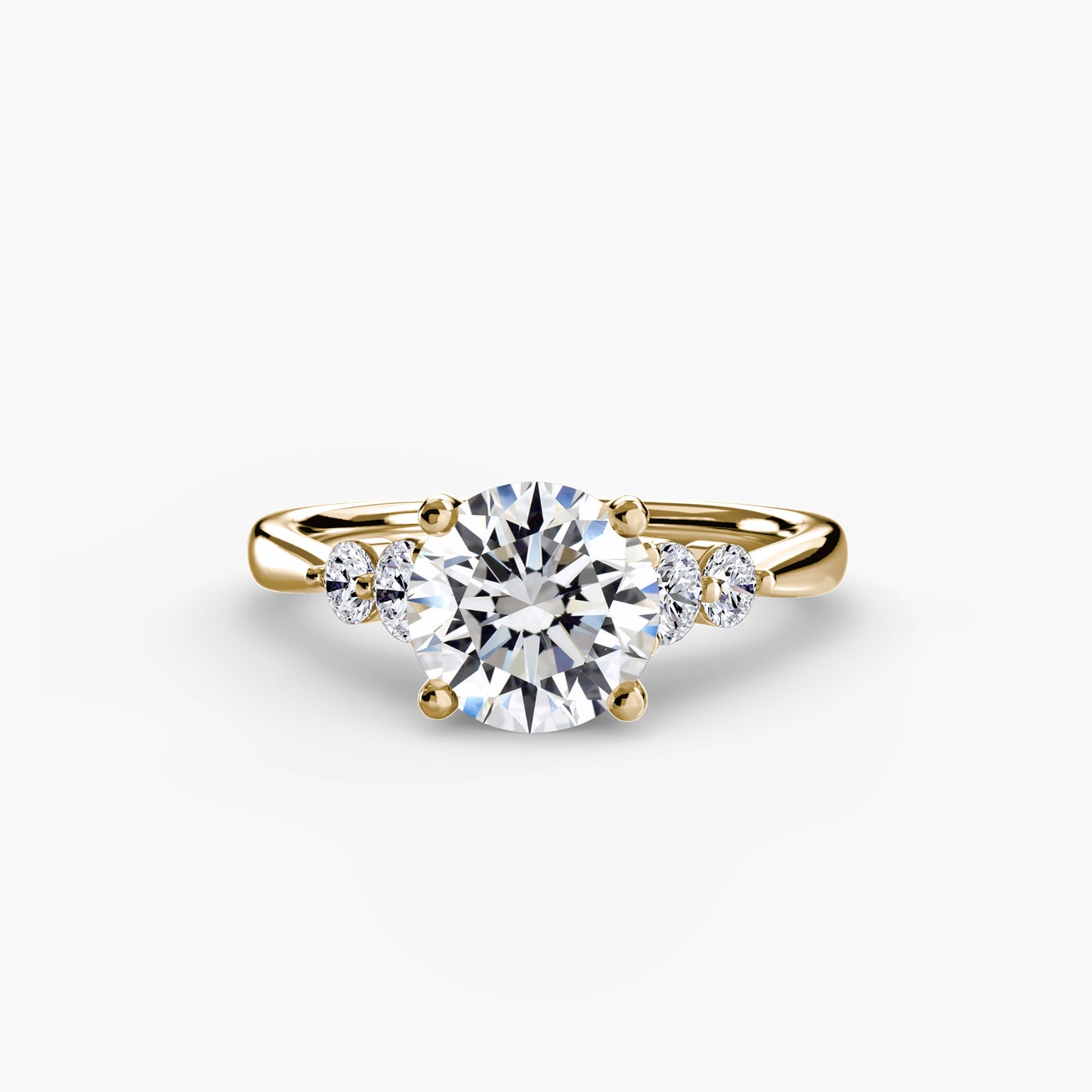 2.0mm | Cathedral Engagement Ring with Round Side Accent Stones