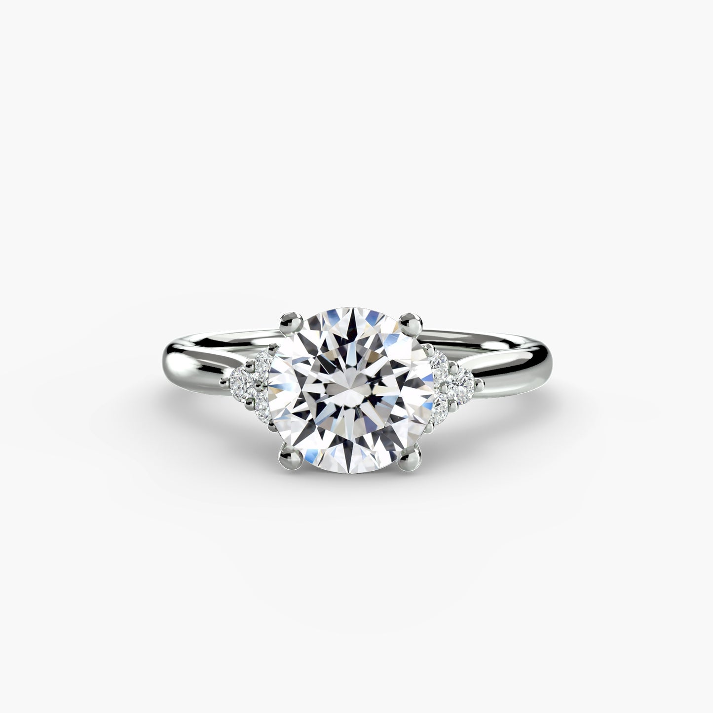 2.1mm | Solitaire Cluster Accented Engagement Ring