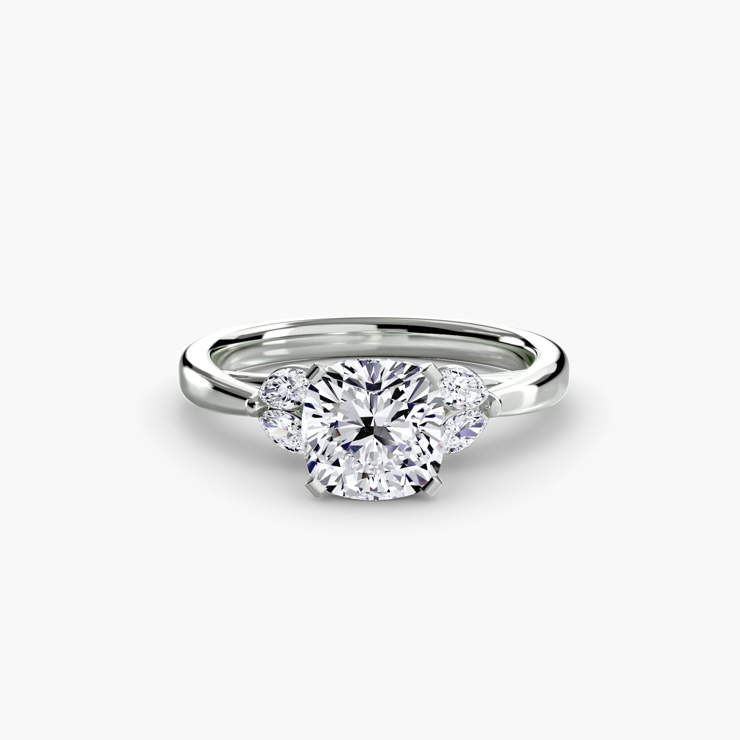2.3mm | Floral Marquis-Accented Engagement Ring