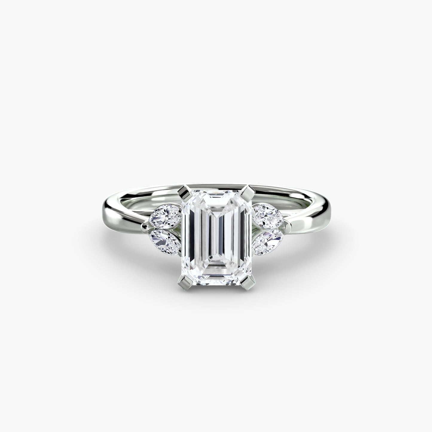 2.3mm | Floral Marquis-Accented Engagement Ring