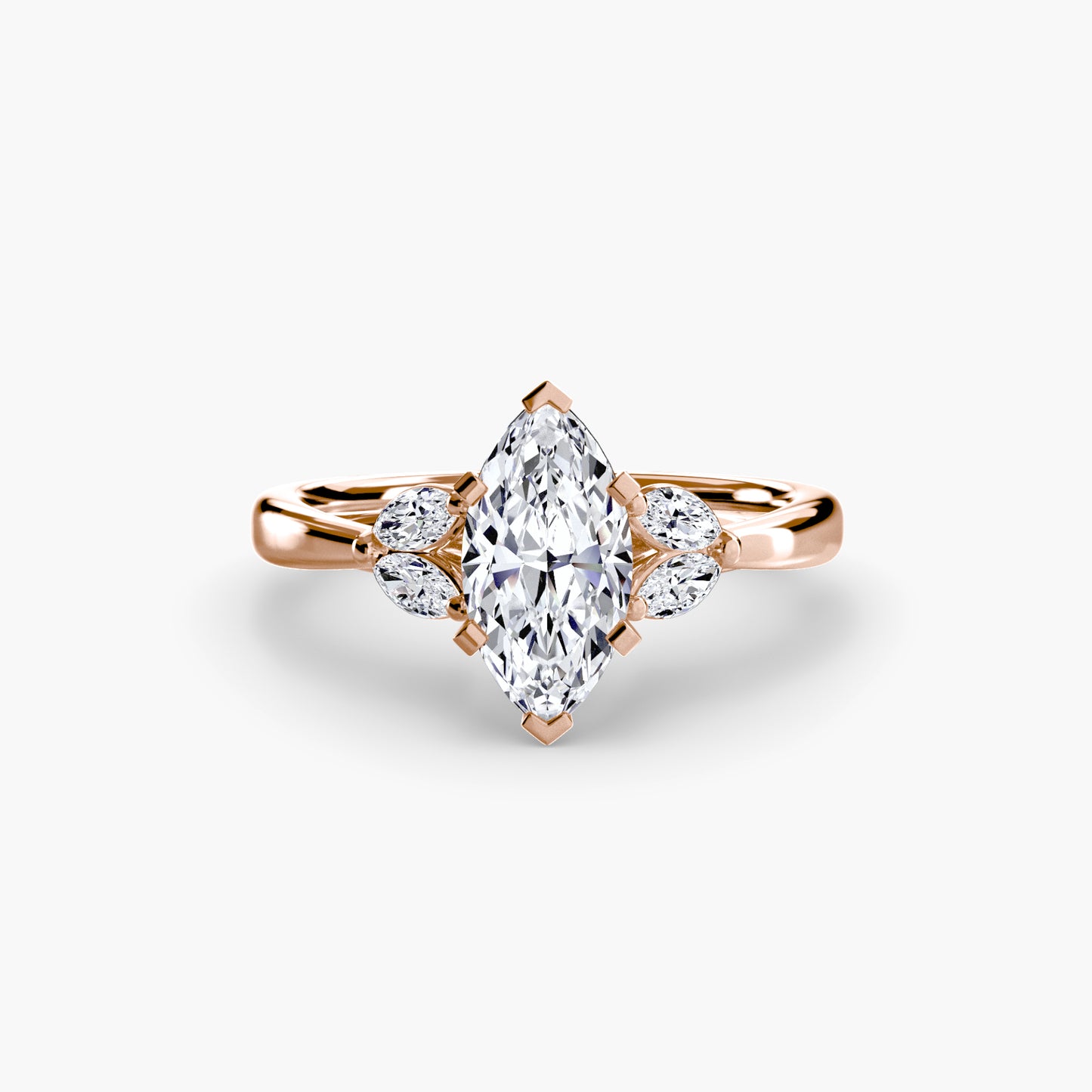 2.3mm | Floral Marquis-Accented Engagement Ring