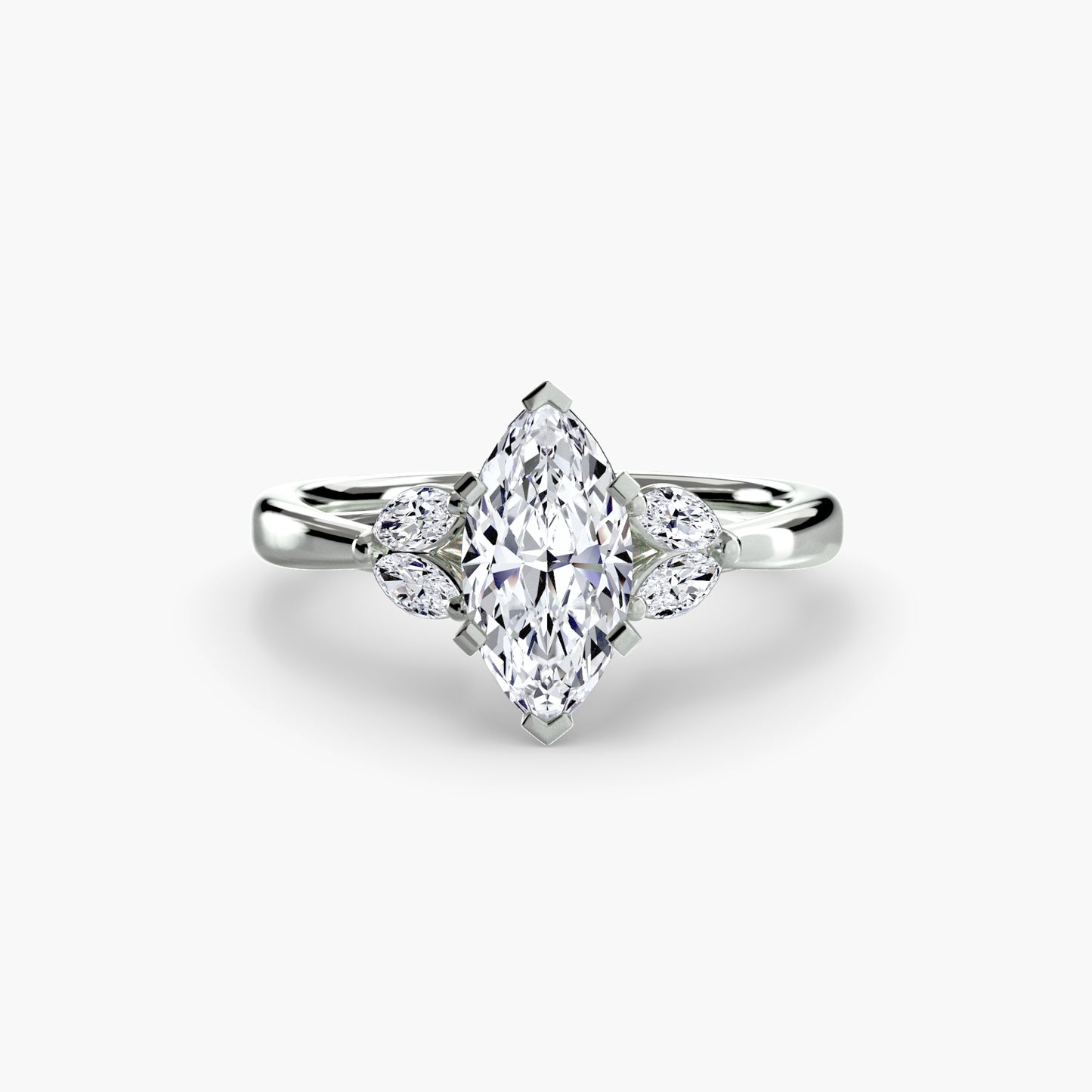 2.3mm | Floral Marquis-Accented Engagement Ring