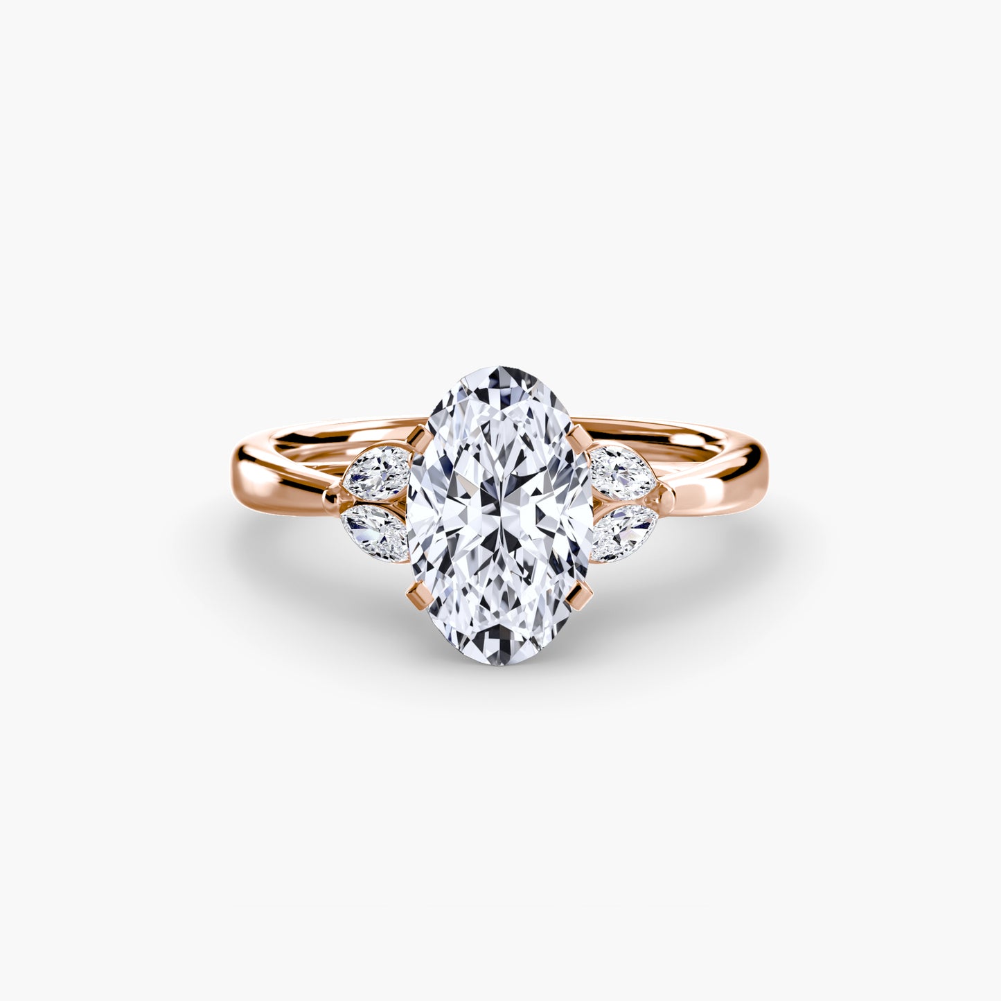 2.3mm | Floral Marquis-Accented Engagement Ring