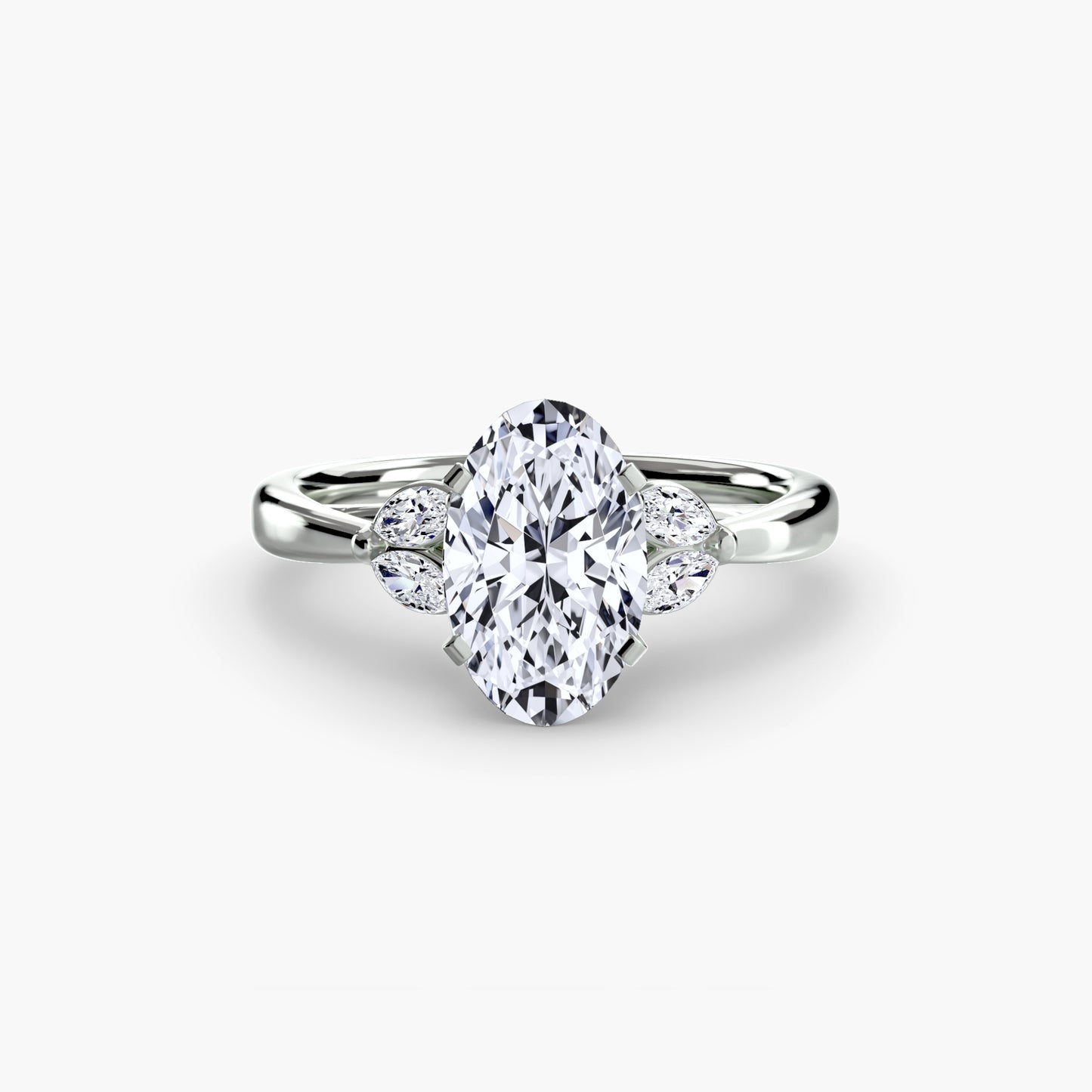 2.3mm | Floral Marquis-Accented Engagement Ring