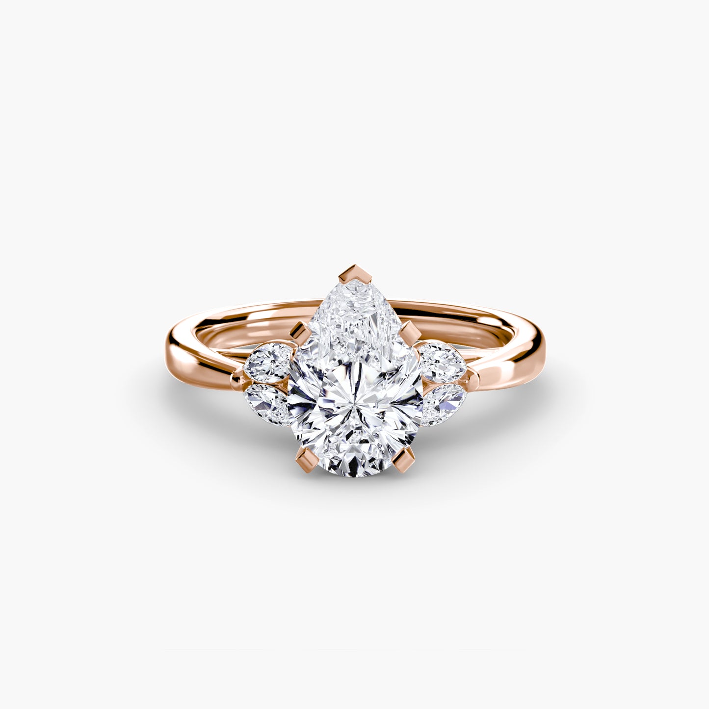 2.3mm | Floral Marquis-Accented Engagement Ring