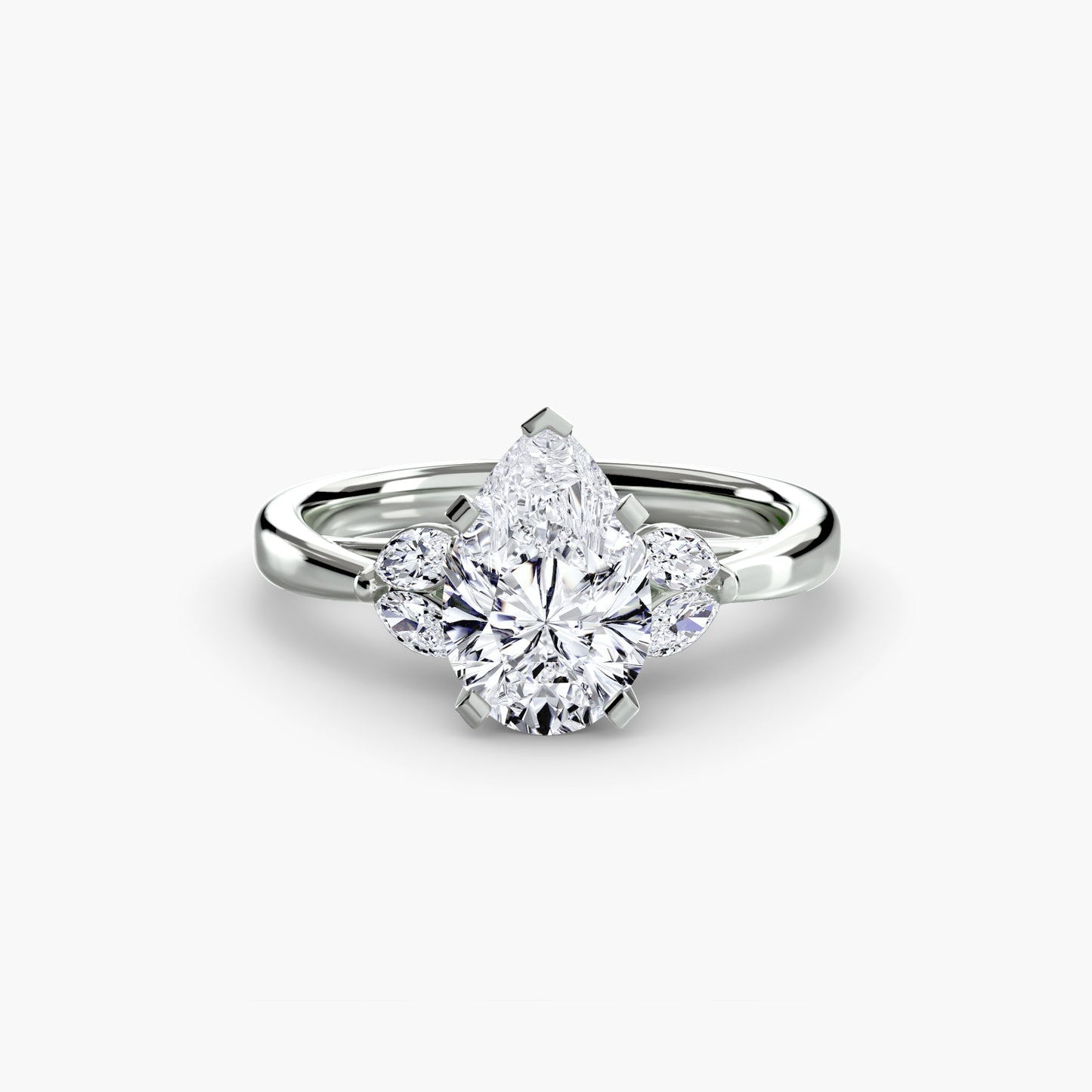2.3mm | Floral Marquis-Accented Engagement Ring