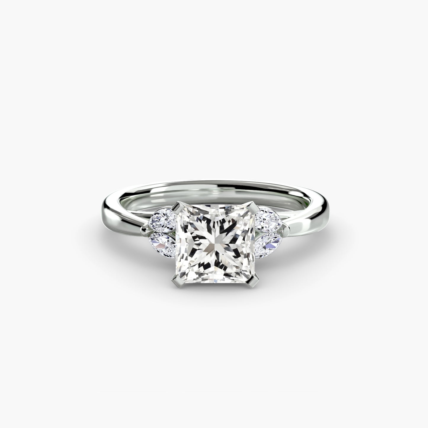 2.3mm | Floral Marquis-Accented Engagement Ring