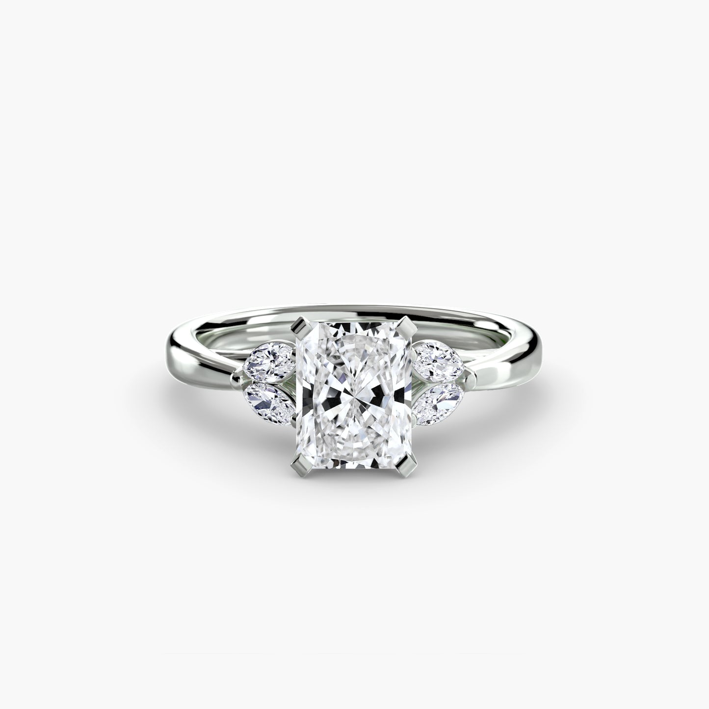 2.3mm | Floral Marquis-Accented Engagement Ring