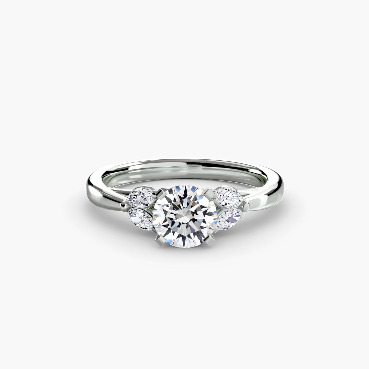 2.3mm | Floral Marquis-Accented Engagement Ring
