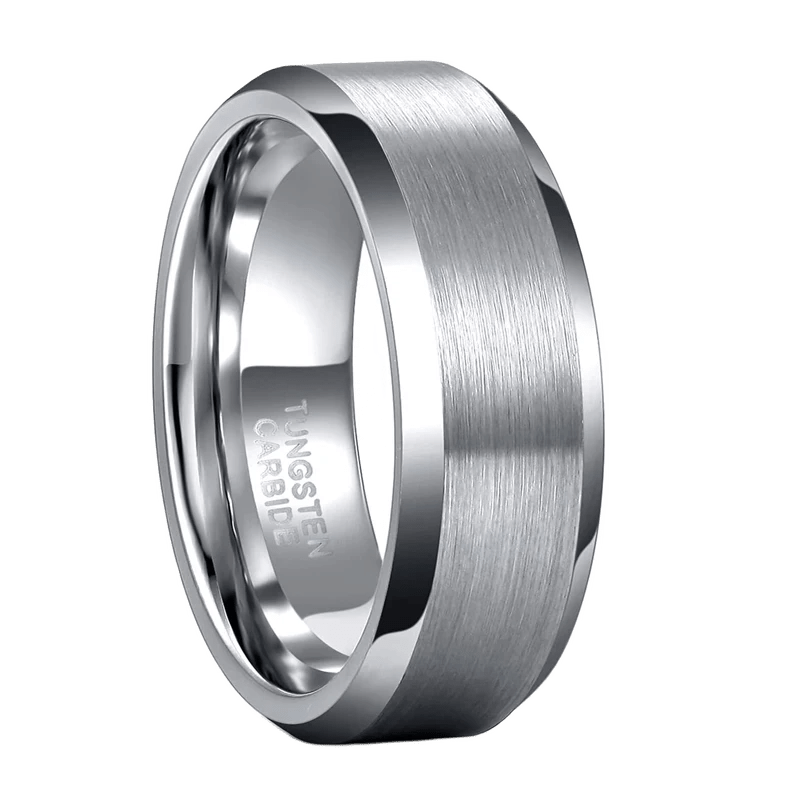 4-8mm | Tungsten Bevel Edge Brushed Center Band Ring