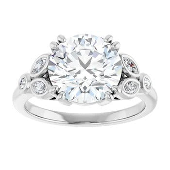 Floral Bezel-Accented Engagement Ring