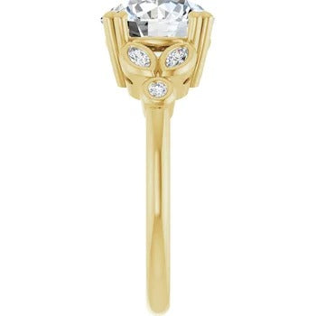 Floral Bezel-Accented Engagement Ring