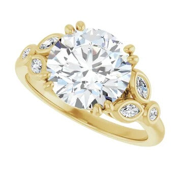 Floral Bezel-Accented Engagement Ring
