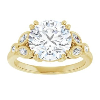Floral Bezel-Accented Engagement Ring