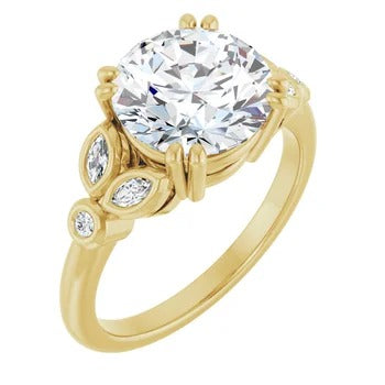 Floral Bezel-Accented Engagement Ring