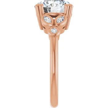 Floral Bezel-Accented Engagement Ring