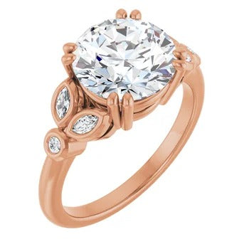Floral Bezel-Accented Engagement Ring