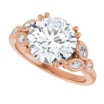 Floral Bezel-Accented Engagement Ring