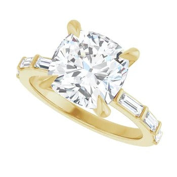 Baguette-Accented Engagement Ring