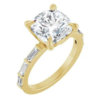 Baguette-Accented Engagement Ring