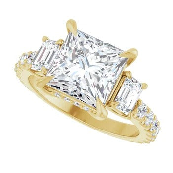 Accented Three Stone Engagement Ring