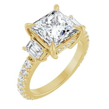 Accented Three Stone Engagement Ring