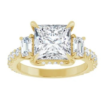 Accented Three Stone Engagement Ring