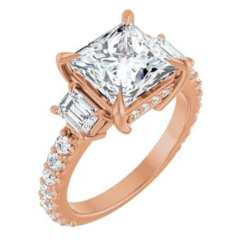 Accented Three Stone Engagement Ring