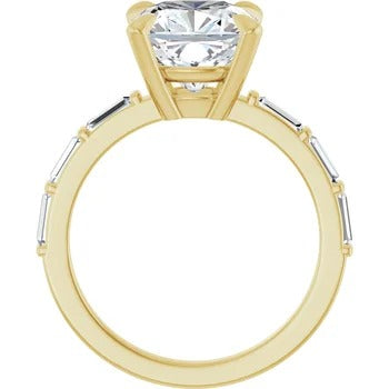 Baguette-Accented Engagement Ring