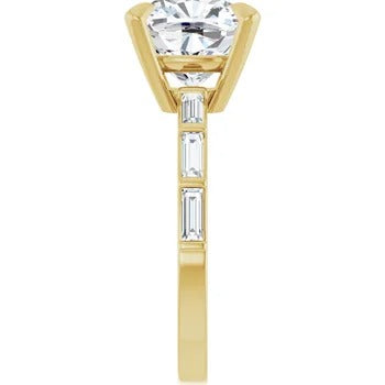 Baguette-Accented Engagement Ring