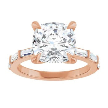 Baguette-Accented Engagement Ring