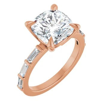 Baguette-Accented Engagement Ring