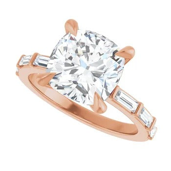 Baguette-Accented Engagement Ring