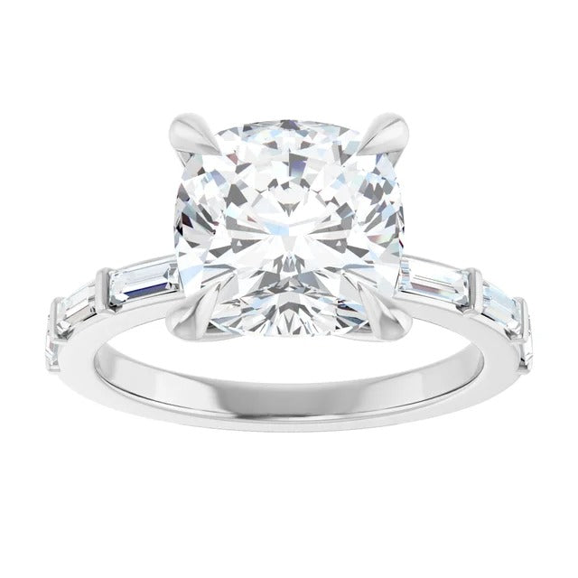 Baguette-Accented Engagement Ring