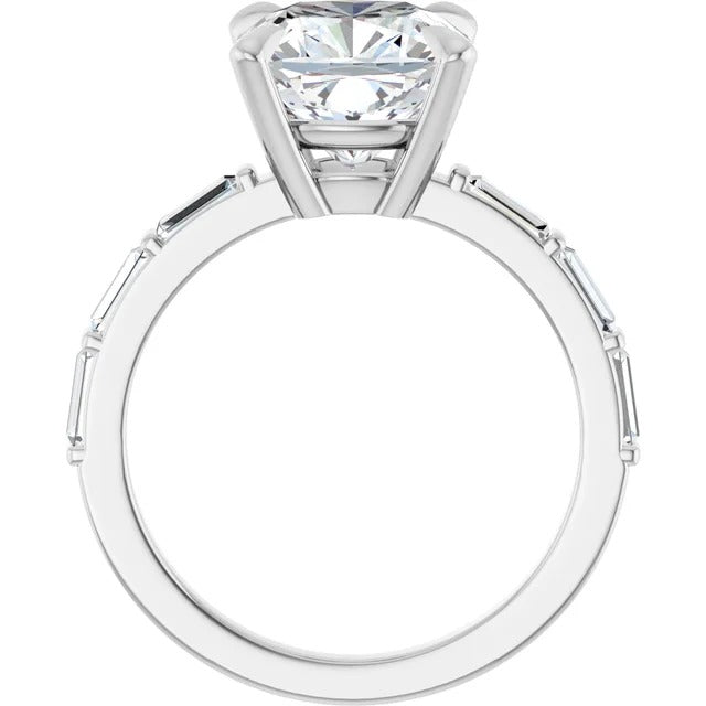 Baguette-Accented Engagement Ring
