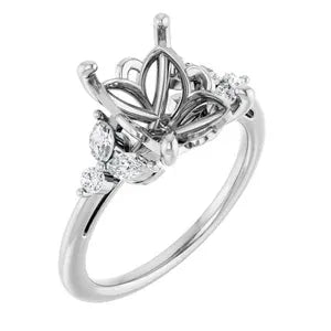 Floral Accented Engagement Ring