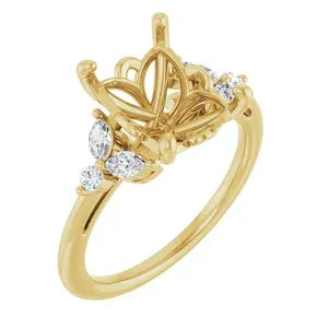 Floral Accented Engagement Ring