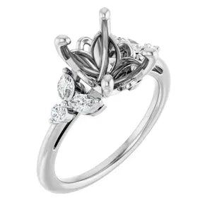 Floral Accented Engagement Ring