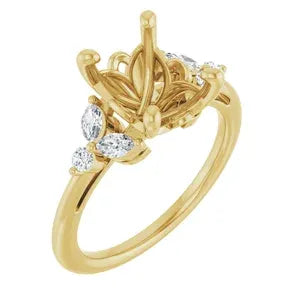 Floral Accented Engagement Ring